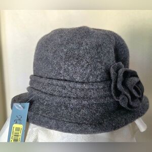 Kate Landry Gray Women's Hat with Floral Accent